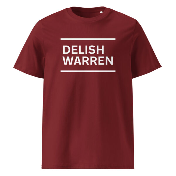 DELISH WARREN (white print) - Unisex organic cotton t-shirt