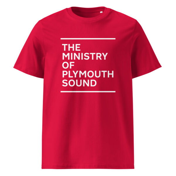 THE MINISTRY OF PLYMOUTH SOUND (white print) - Unisex organic cotton t-shirt